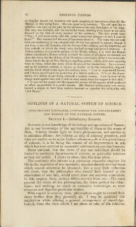 Outlines of a Natural System of Universal Science