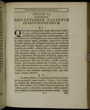Sectio II. Contines Refutationem Falsorum Praesuppositorum.