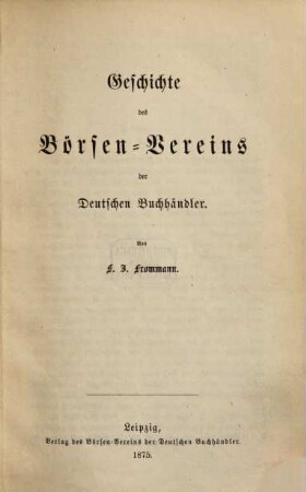 Geschichte des Börsen-Vereins der Deutschen Buchhändler