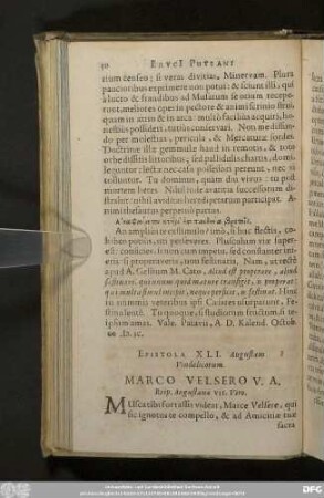 Epistola XLI. Augustam Vindelicorum. Marco Velsero V. A. Reip. Augustanae VII. Viro.