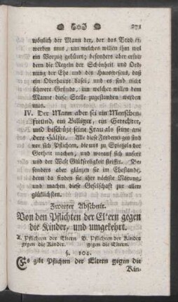 Zweeter Abschnit. Von den Pflichten der Eltern gegen die Kinder, und umgekehrt