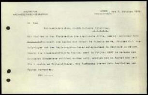A. von Gerkan an G. Oikonomos (Entwurf)