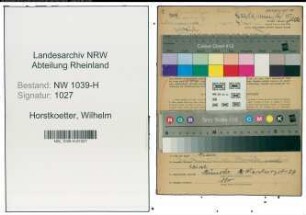 Entnazifizierung Wilhelm Horstkoetter , geb. 16.12.1884 (Bahnbeamter)