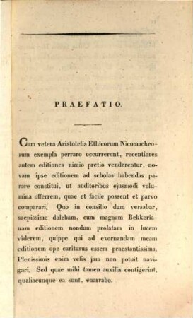 Aristotelis Ethicorum Nicomacheorum libri decem, 1. Textum continens