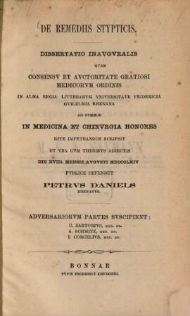 De remediis stypticis : dissertatio inauguralis