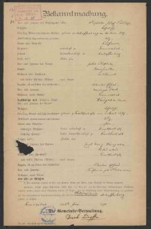 Ausstellung eines Verehelichungszeugnisses an den in Frammersbach
                     wohnenden Kaufmann Joseph Friedrich Koplitz - Verehelichung mit der
                     Restaurateuerstochter Anna, geb. Weisberger, aus Frankfurt / Main, 1898,
                     Verehelichung mit der Metzgermeisterstochter Amalie Katharina, geb.
                     Immerschitt, aus Aschaffenburg, 1902, Bürgerrechtsverleihung, 1902