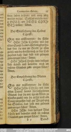 Bey Empfahung des Leibes Christi.