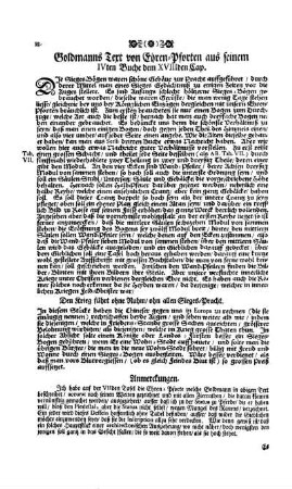 Goldmanns Text von Ehren-Pforten aus seinem IVten Buche dem XVIIIten Cap.