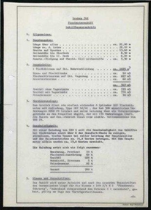 Bauvorschrift Schiff für ein Fischereifahrzeug. Bau Nr. 342