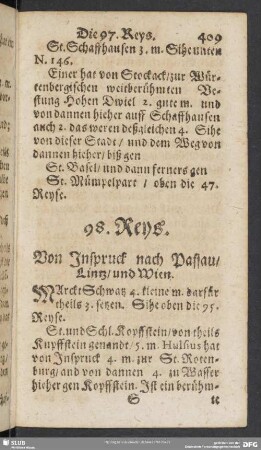 98. Reys. Von Inspruck nach Passau, Lintz und Wien