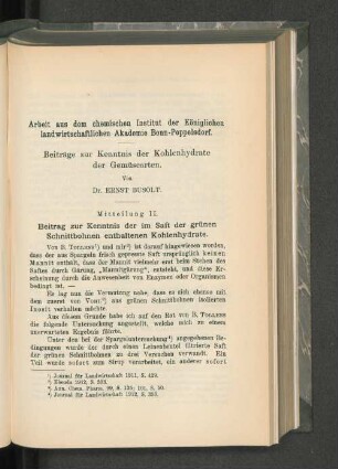 Beiträge zur Kenntnis der Kohlenhydrate der Gemüsearten.