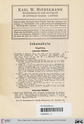 Inkunabeln (Nr. 1 - 40)
