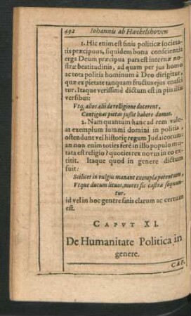 Caput XI. De Humanitate Politica in genere.