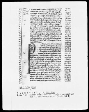 Petrus Lombardus, Glossatura maior super epistolas pauli — Initiale P (aulus apostolus), Folio 145recto