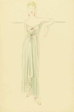 Dame in hellblauem Abendkleid