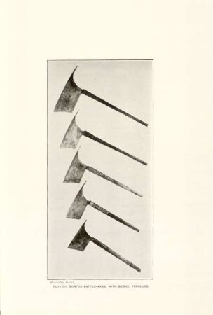Plate CII. Bontoc battle-axes, with bejuco ferrules