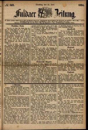 Ausgabe vom Dienstag, den 24. Juni 1884.
