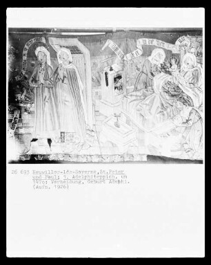 Wandteppich mit Szenen aus dem Leben des heiligen Adelphus — Verheißung, Geburt des heiligen Adelphus