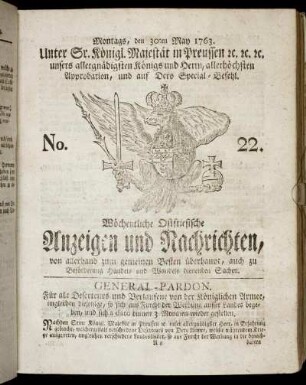 No. 22. Montags, den 30ten May 1763.