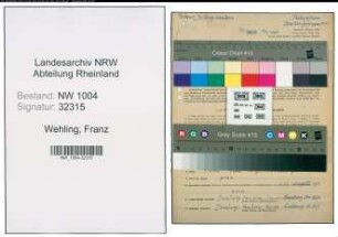 Entnazifizierung Franz Wehling , geb. 09.01.1895 (Postschaffner)
