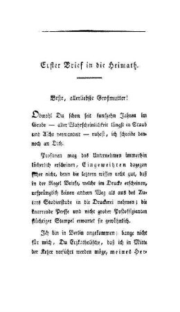 Erster Brief in die Heimath