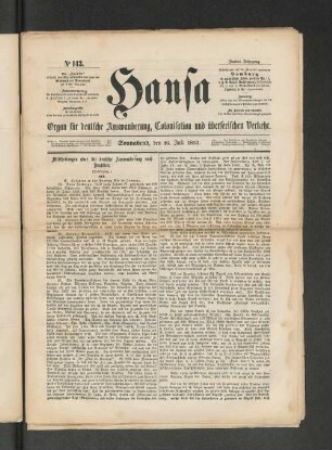 No. 143. Sonnabend, den 16. Juli 1853.