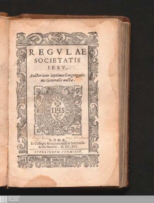 Regvlae Societatis Iesv : Avctoritate Septimae Congregationis Generalis auctae