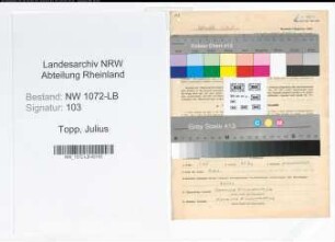 Entnazifizierung Julius Topp , geb. 01.03.1890 (Druckereibesitzer)