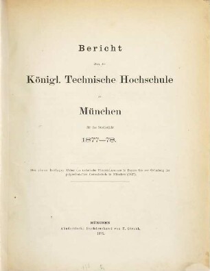 Bericht : über d. Studienjahr .... 1877/78