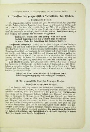 A. Überschau der geographischen Verhältnisse des Reiches