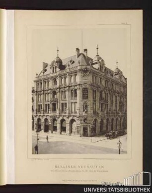 Tafel 2. Geschäftshaus (Pschorr) Friedrich-Strasse No. 165. Ecke der Behren-Strasse.