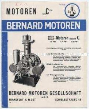 Motoren "C" für die Landwirtschaft, Kleinindustrie und für das Baugewerbe
