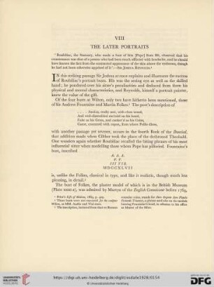 VIII The later portraits