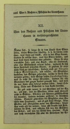 XII. Von den Rechten und Pflichten der Unterthanen in wohleingerichteten Staaten