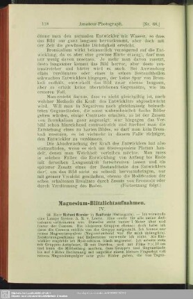 Magnesium- Blitzlichtaufnahmen