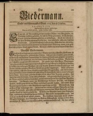 Sechs und siebenzigstes Blatt 1728 den 18 October