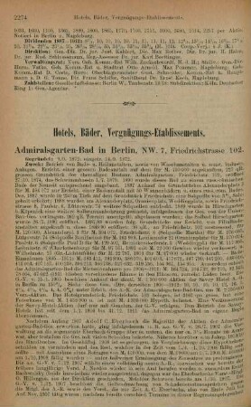 Hotels, Bäder, Vergnügungs-Etablissements