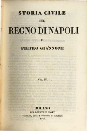 Storia civile del, Regno di Napoli. 4