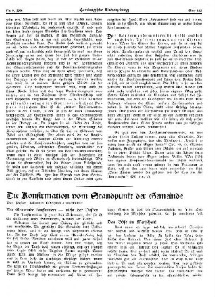 Die Konfirmation vom Standpunkt der Gemeinde