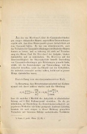 Die Cyanamidverbindungen der Bernsteinsäure : Leipz. Inaug. Dissert.