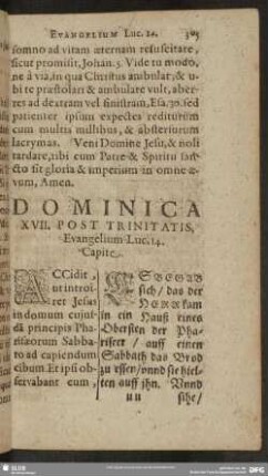 Dominica XVII. Post Trinitatis, Evangelium Luc. 14. Capite