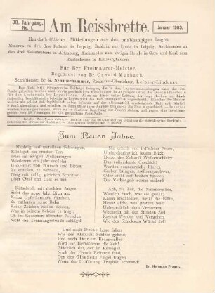 No. 1. Januar 1903.