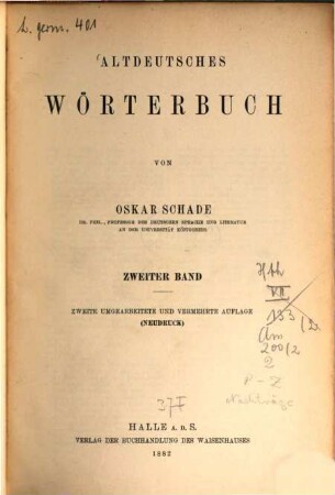 Altdeutsches Wörterbuch. 2, [P - Z]