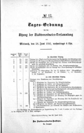 Tages-Ordnung, 28. Juni 1916