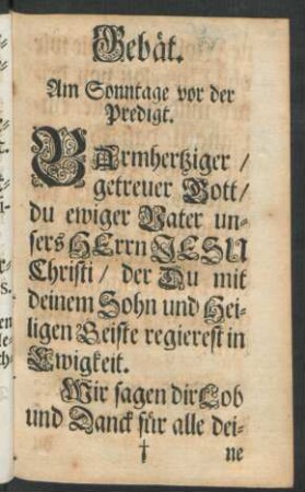 Gebät. Am Sonntage vor der Predigt.