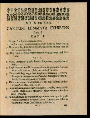 Index Primus Capitum Lemmata Exhibens.