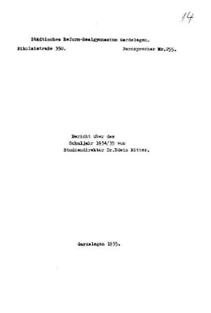 1934/35: Bericht über das Schuljahr ... - 1934/35