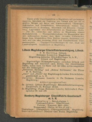 Lübeck-Magdeburger Eilschiffahrtsvereinigung, Lübeck: