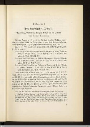 Abschnitt I: Das Kriegsjahr 1914/15