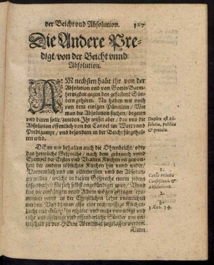 Die Andere Predigt/ von der Beicht unnd Absolution.
